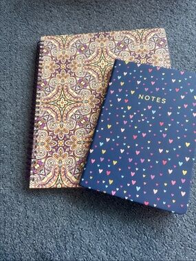 Set of two notebooks.  Journal type and spiral
